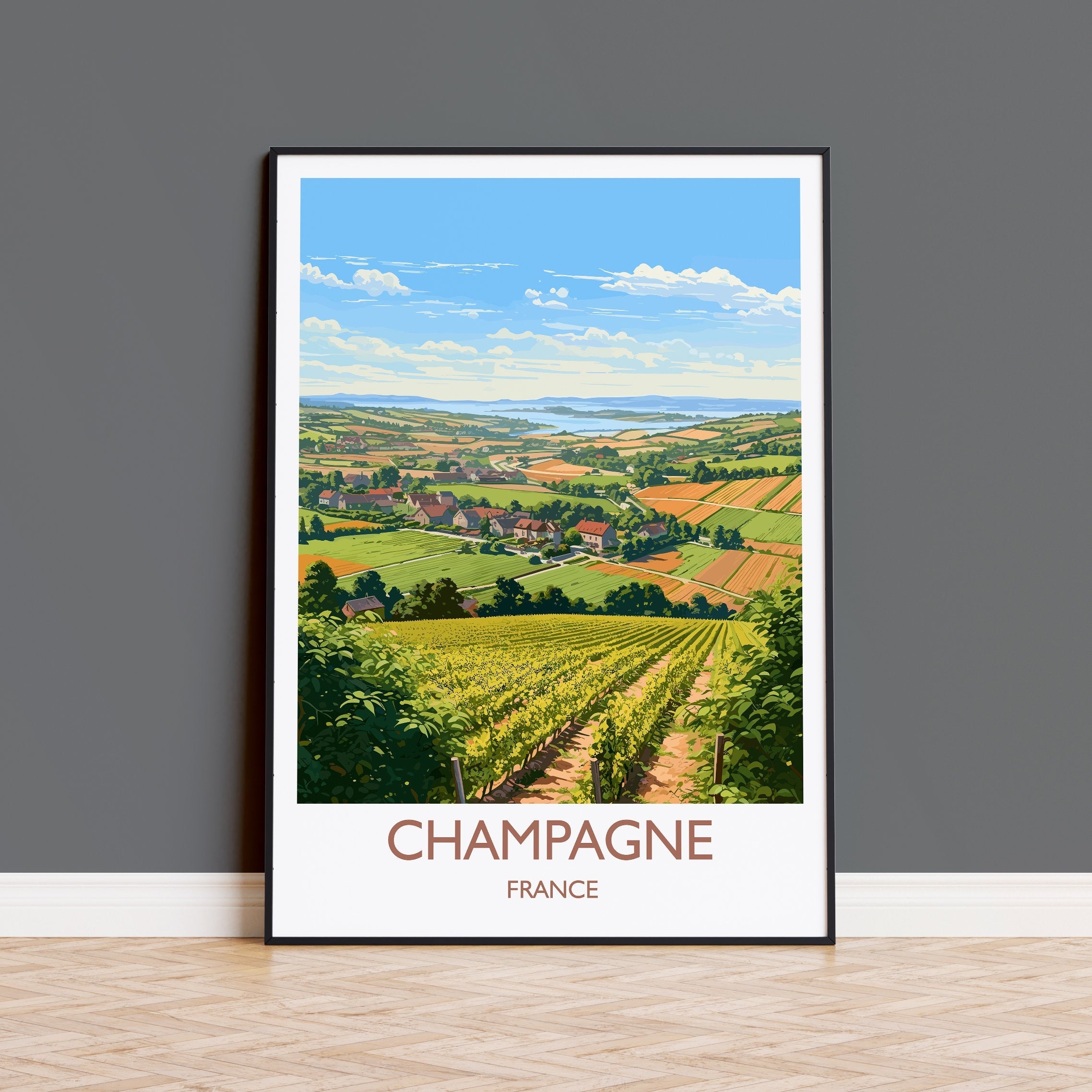 Champagne Poster, Travel Print of Champagne, Wine Region, France, Europe, Travel Gift NQ Media Designs