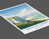 Beachy Head Travel Print, Travel Poster of Beachy Head, England, Kent Coast Art, White Cliffs Gift, Wall Art Print NQ Media Designs