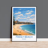 Manly Beach Poster, Travel Print of Manly Beach, Sydney, New South Wales, Australia, Travel Gift NQ Media Designs