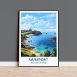 Guernsey Travel Print, Travel Poster of Guernsey, Guernsey Gift, Channel Islands, Wall Art Print NQ Media Designs