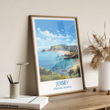 Jersey Travel Print, Travel Poster of Jersey, Jersey Gift, Channel Islands, Wall Art Print NQ Media Designs