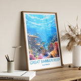 Great Barrier Reef Print, Travel Poster of Great Barrier Reef, Queensland, Australia, Travel Gift NQ Media Designs