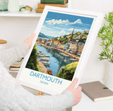 Dartmouth Travel Poster, Dartmouth Travel Print, England, Devon Art, Devon Gift, Wall Art Print NQ Media Designs