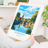 Norwich Travel Print, Travel Poster of Norwich, Norfolk, England, Norfolk Art, Norfolk Gift, Norwich Gift, Wall Art Print NQ Media Designs