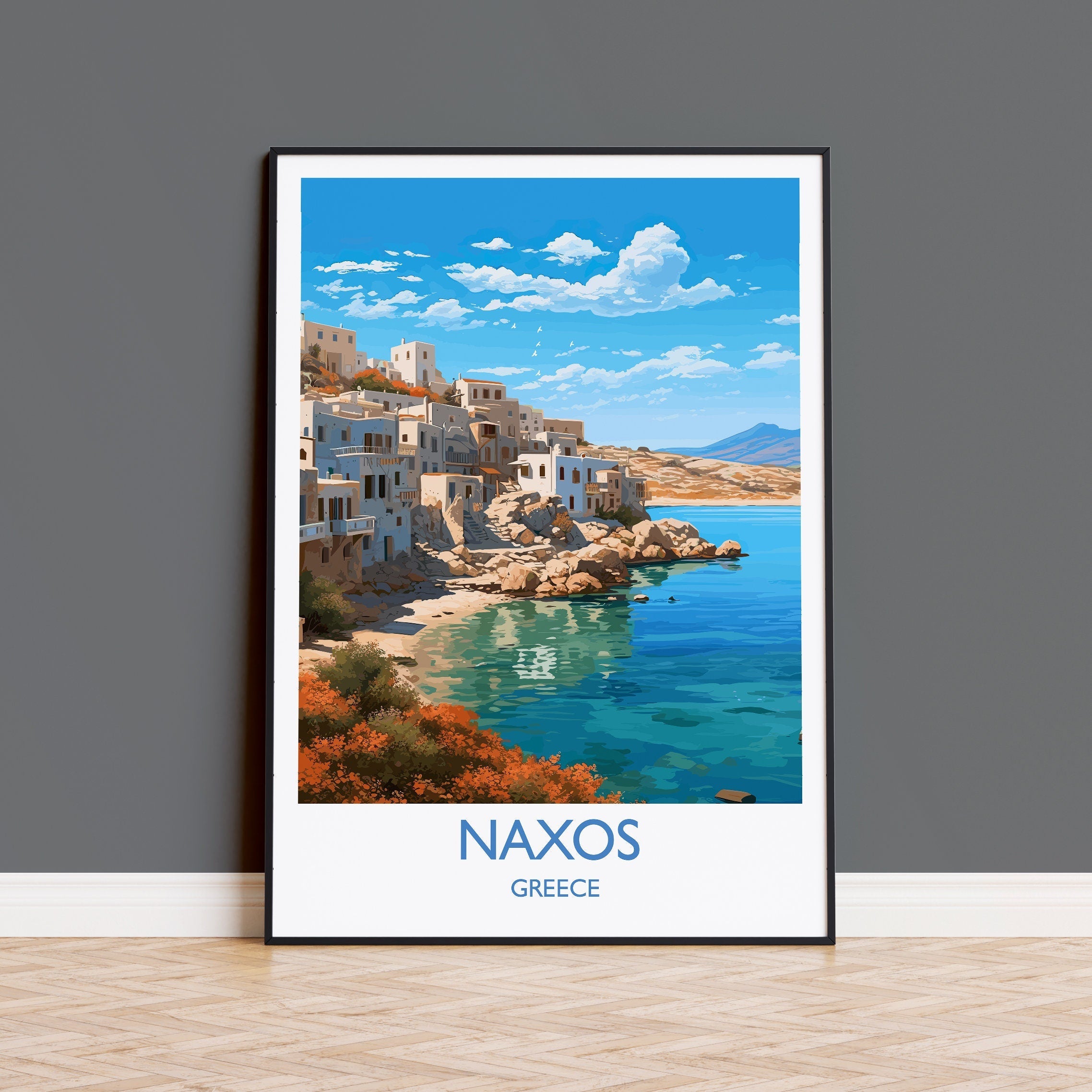 Naxos Travel Print, Travel Poster of Naxos, Greece Gift, Greek Islands Art, Naxos Gift, Wall Art Print NQ Media Designs