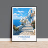 Mykonos Travel Print, Travel Poster of Mykonos, Greece Gift, Greek Islands Art, Mykonos Gift, Wall Art Print NQ Media Designs