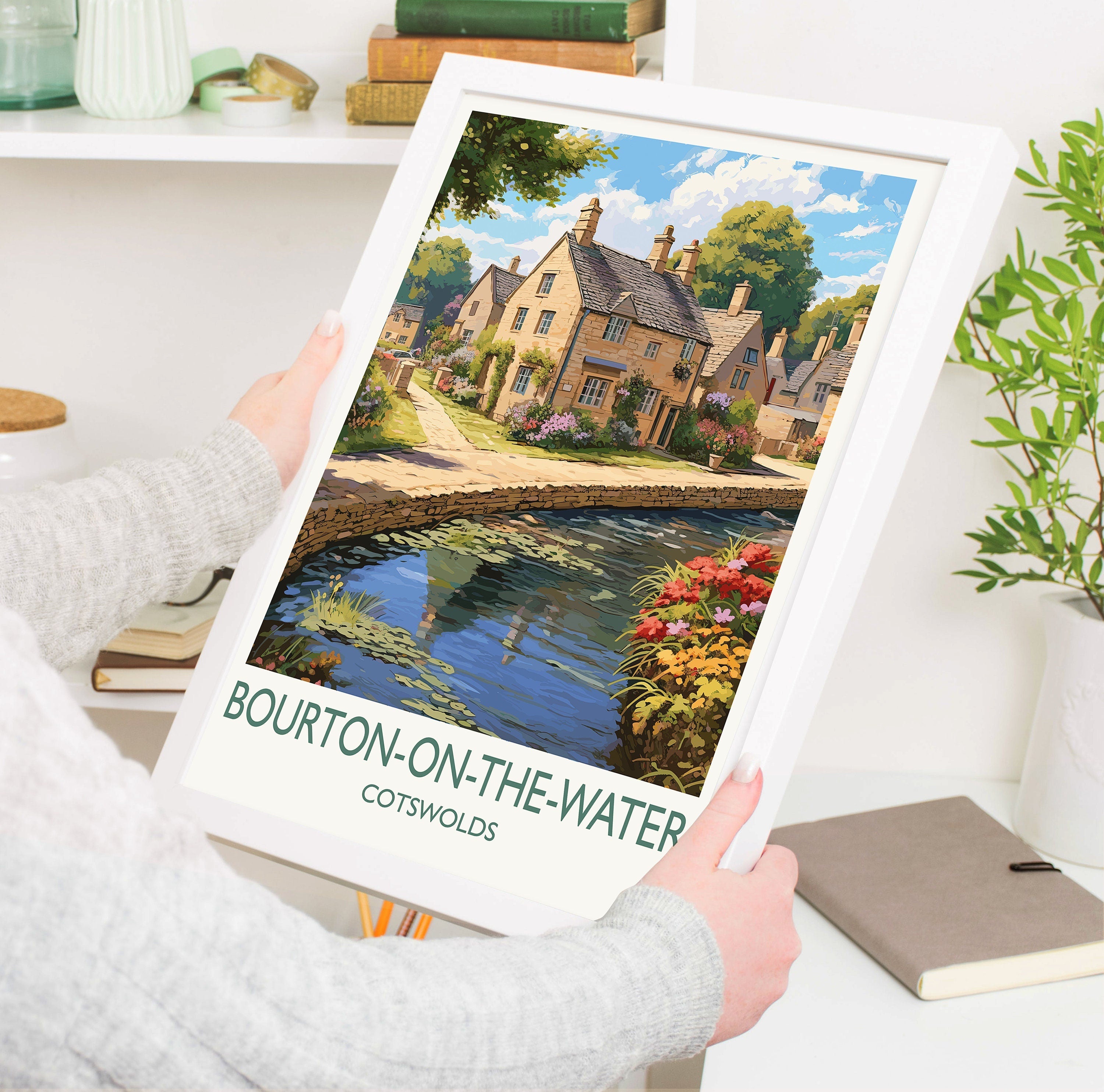Bourton on the Water Travel Print, Travel Poster of Bourton on the water, England, Cotswolds Art, Cotswolds Gift, Wall Art Print NQ Media Designs