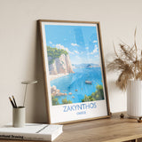 Zakynthos Travel Print, Travel Poster of Zakynthos, Greece Gift, Greek Islands Art, ZakynthosGift, Wall Art Print NQ Media Designs