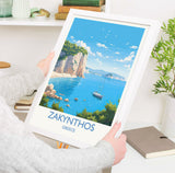 Zakynthos Travel Print, Travel Poster of Zakynthos, Greece Gift, Greek Islands Art, ZakynthosGift, Wall Art Print NQ Media Designs