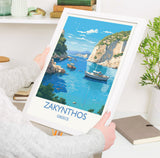 Zakynthos Travel Poster, Travel Print of Zakynthos, Greece Gift, Greek Islands Art, ZakynthosGift, Wall Art Print NQ Media Designs