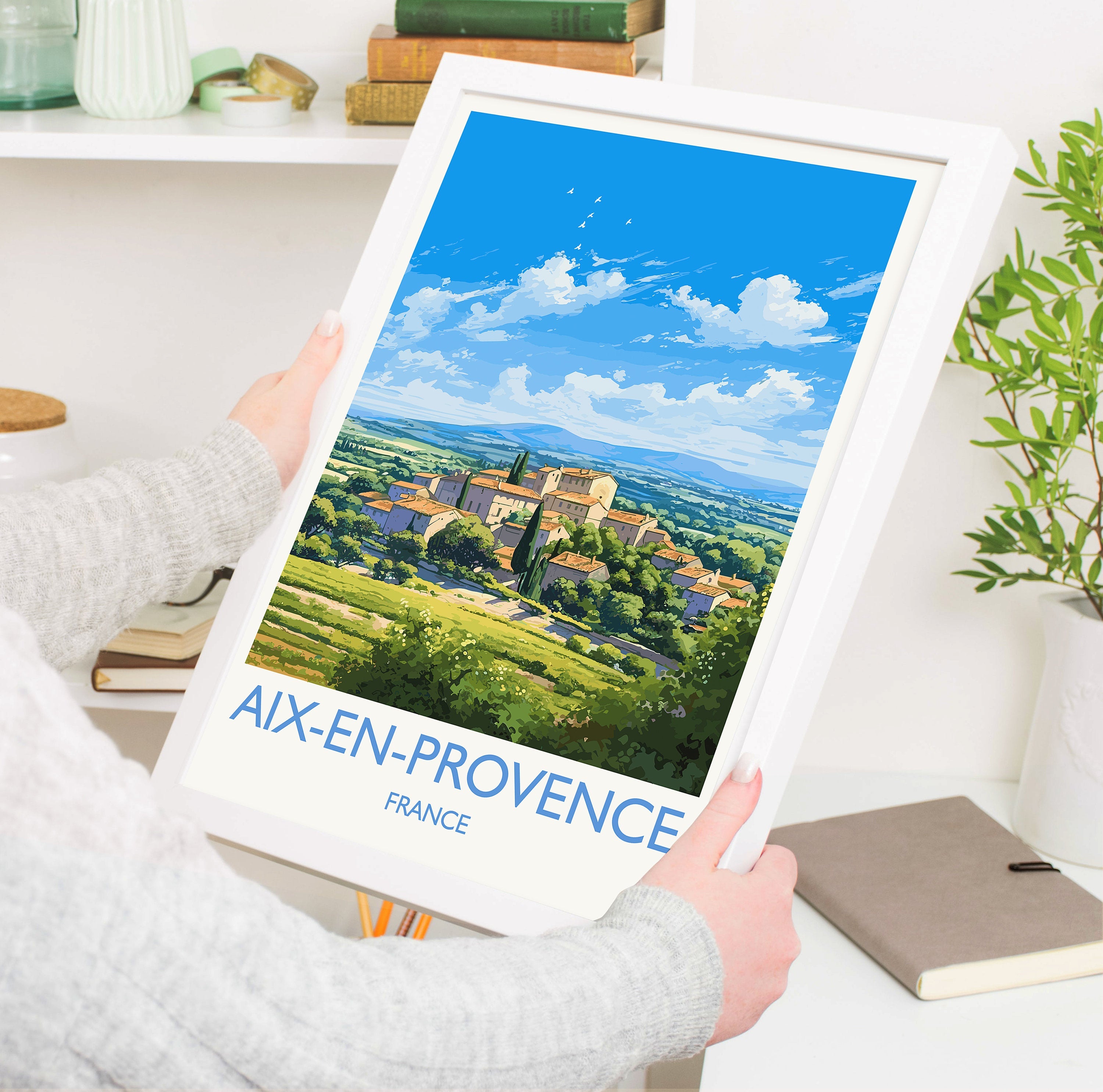 Aix-en-Provence Travel Poster, Travel Print of Aix-en-Provence, France, Provence Art, Aix-en-Provence Gift, Wall Art Print NQ Media Designs
