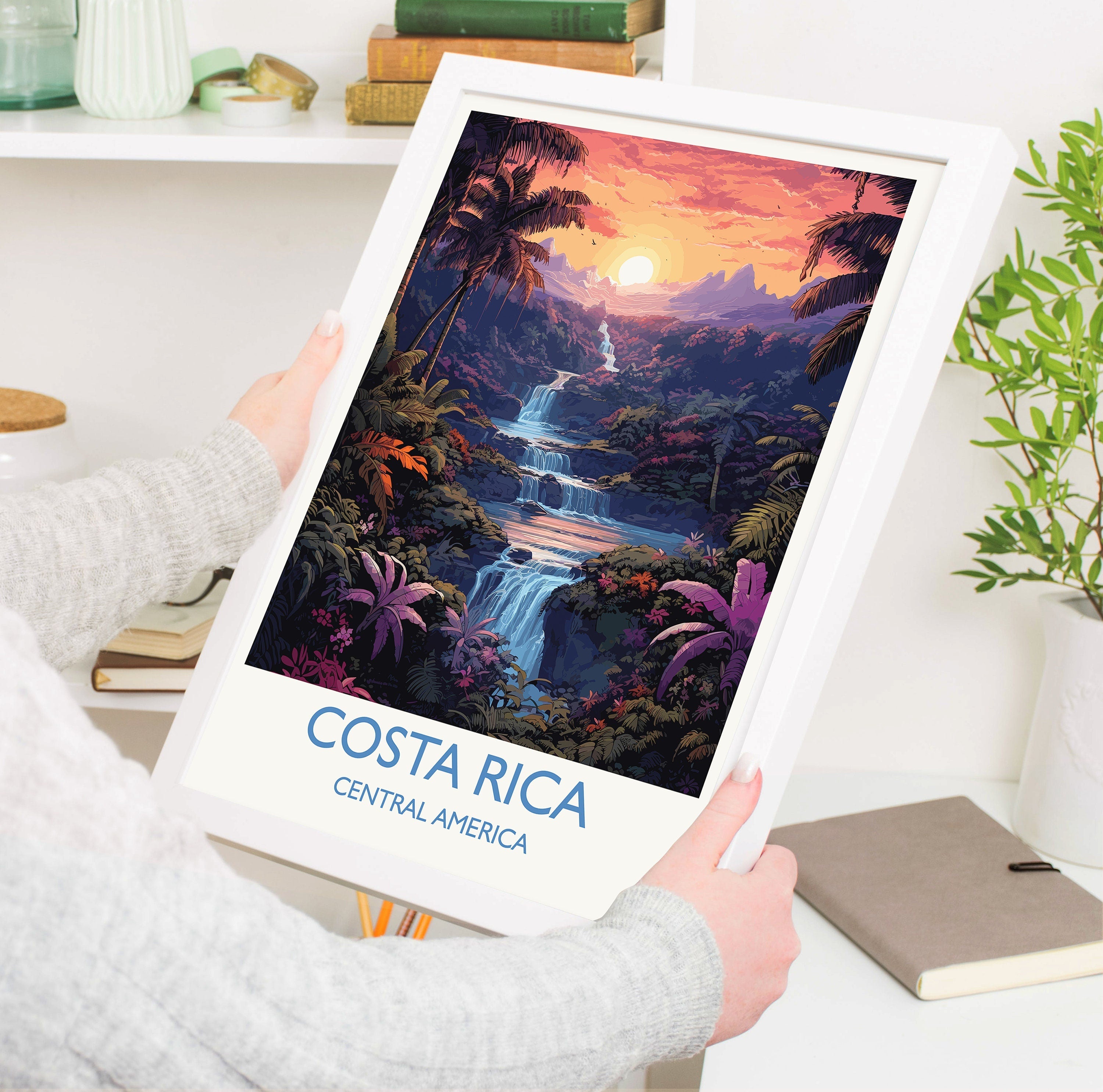 Costa Rica Travel Print, Travel Poster of Costa Rica, Central America, Costa Rica Gift, Wall Art Print NQ Media Designs