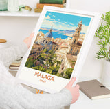 Malaga Travel Print, Travel Poster of Malaga, Spain, Malaga Art, Malaga Gift, Wall Art Print