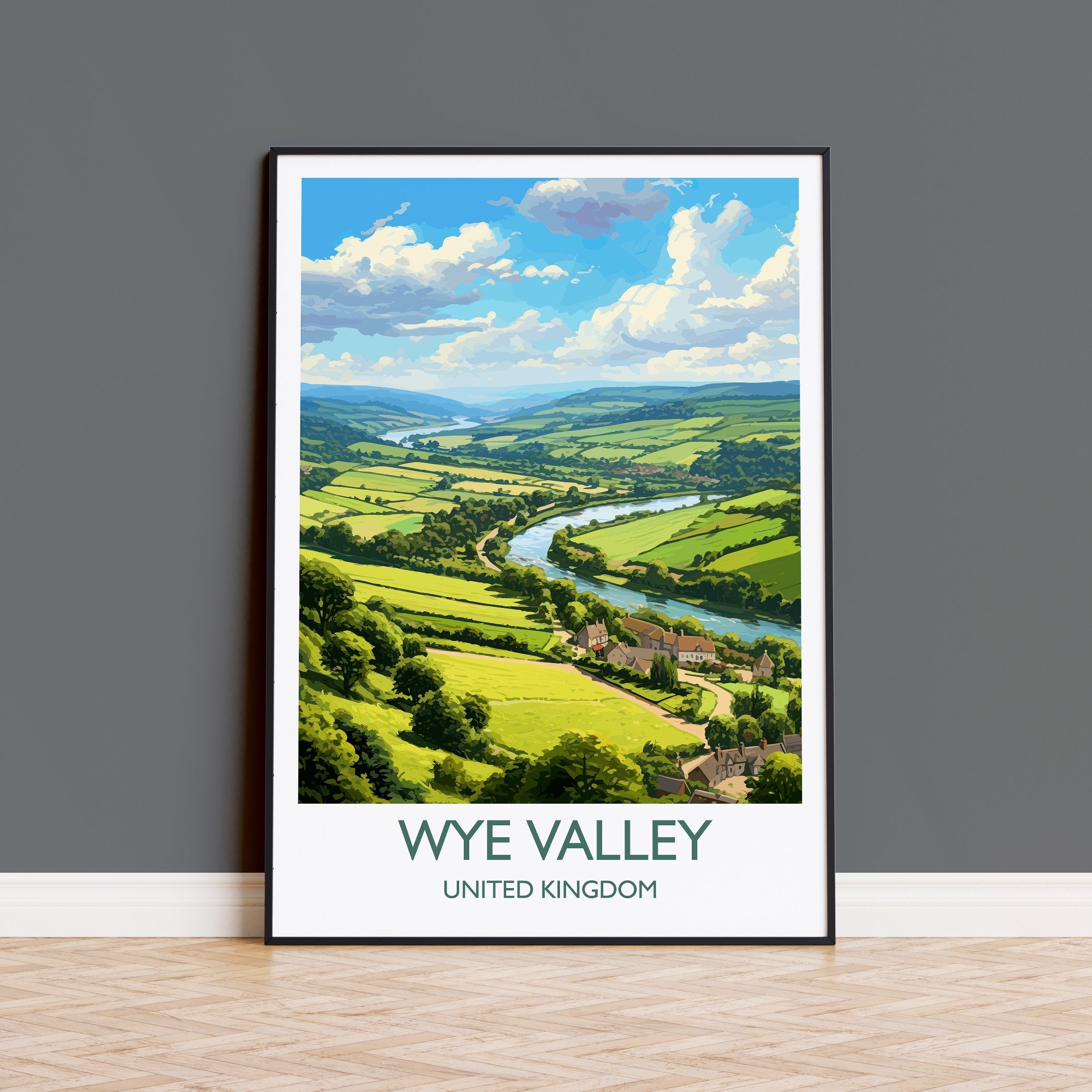 Wye Valley Travel Print, Travel Poster of Wye Valley, UK, Wye Valley Art, Wye Valley Gift, Wall Art Print NQ Media Designs