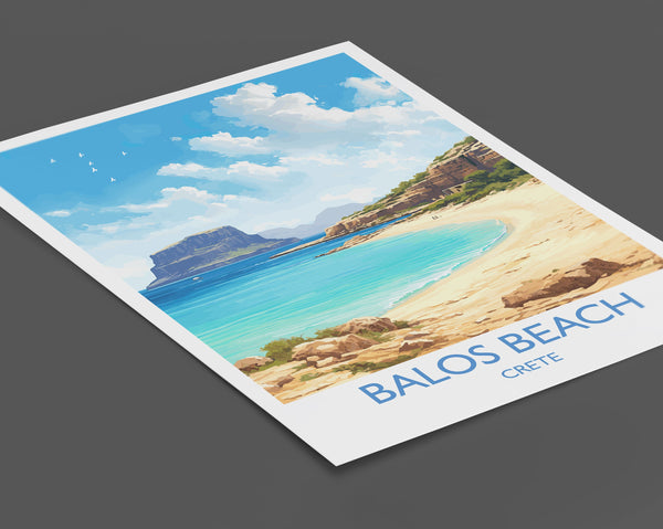 Balos Beach Travel Print, Travel Poster of Balos Beach, Greece Gift, Greek Islands Art, Crete Gift, Wall Art Print