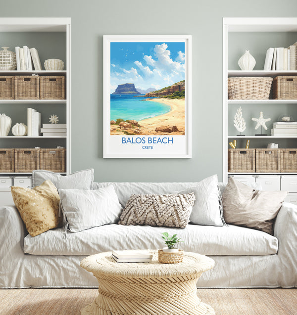 Balos Beach Travel Print, Travel Poster of Balos Beach, Greece Gift, Greek Islands Art, Crete Gift, Wall Art Print