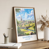 Bakewell Travel Poster, Bakewell Travel Print, England, Derbyshire Art, Bakewell Gift, Wall Art Print NQ Media Designs