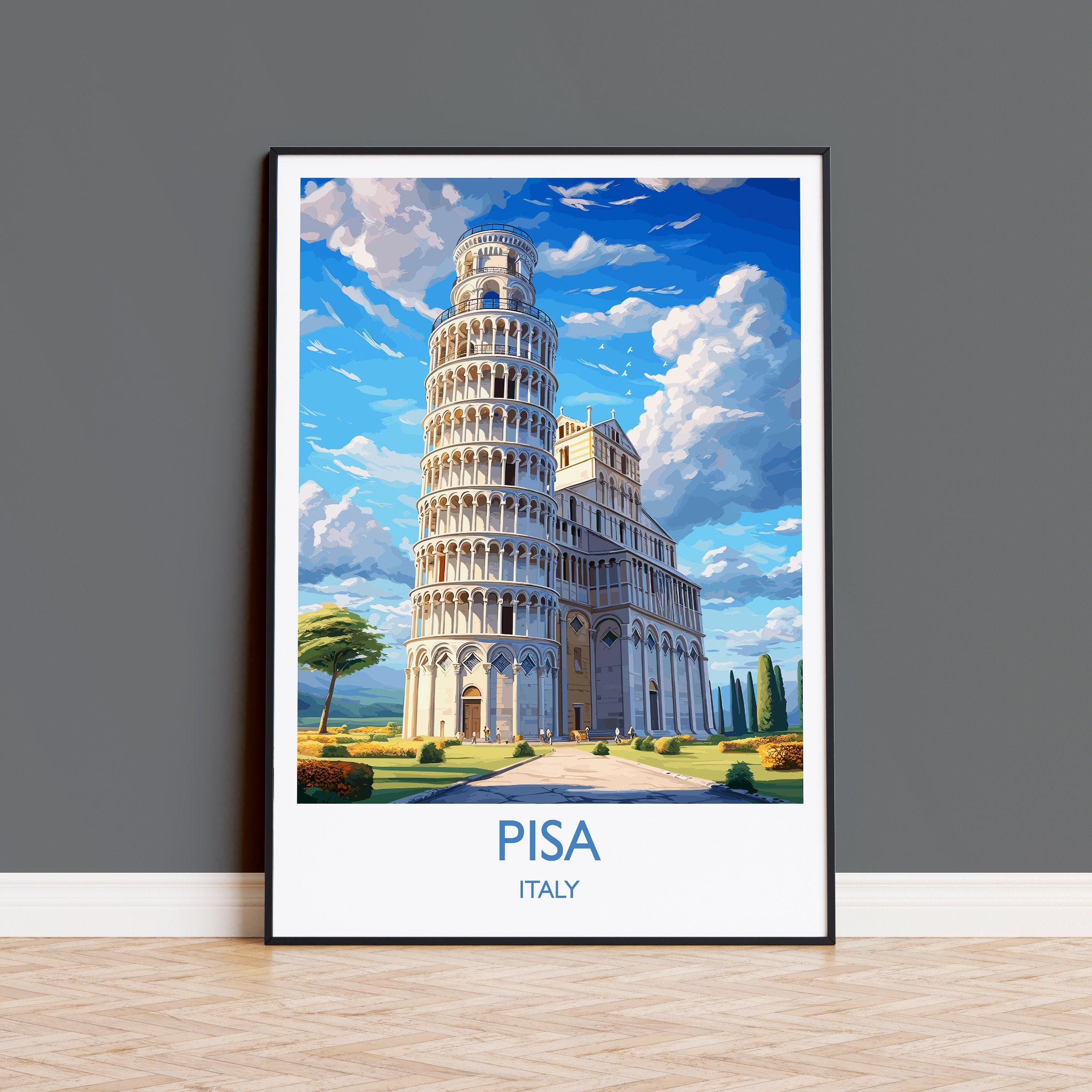 Pisa Travel Poster, Travel Print of Pisa, Italy, Pisa Art, Pisa Gift, Wall Art Print NQ Media Designs