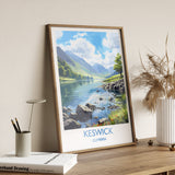 Keswick Travel Poster, Keswick Travel Print, England, Cumbria Art, Keswick Gift, Wall Art Print NQ Media Designs