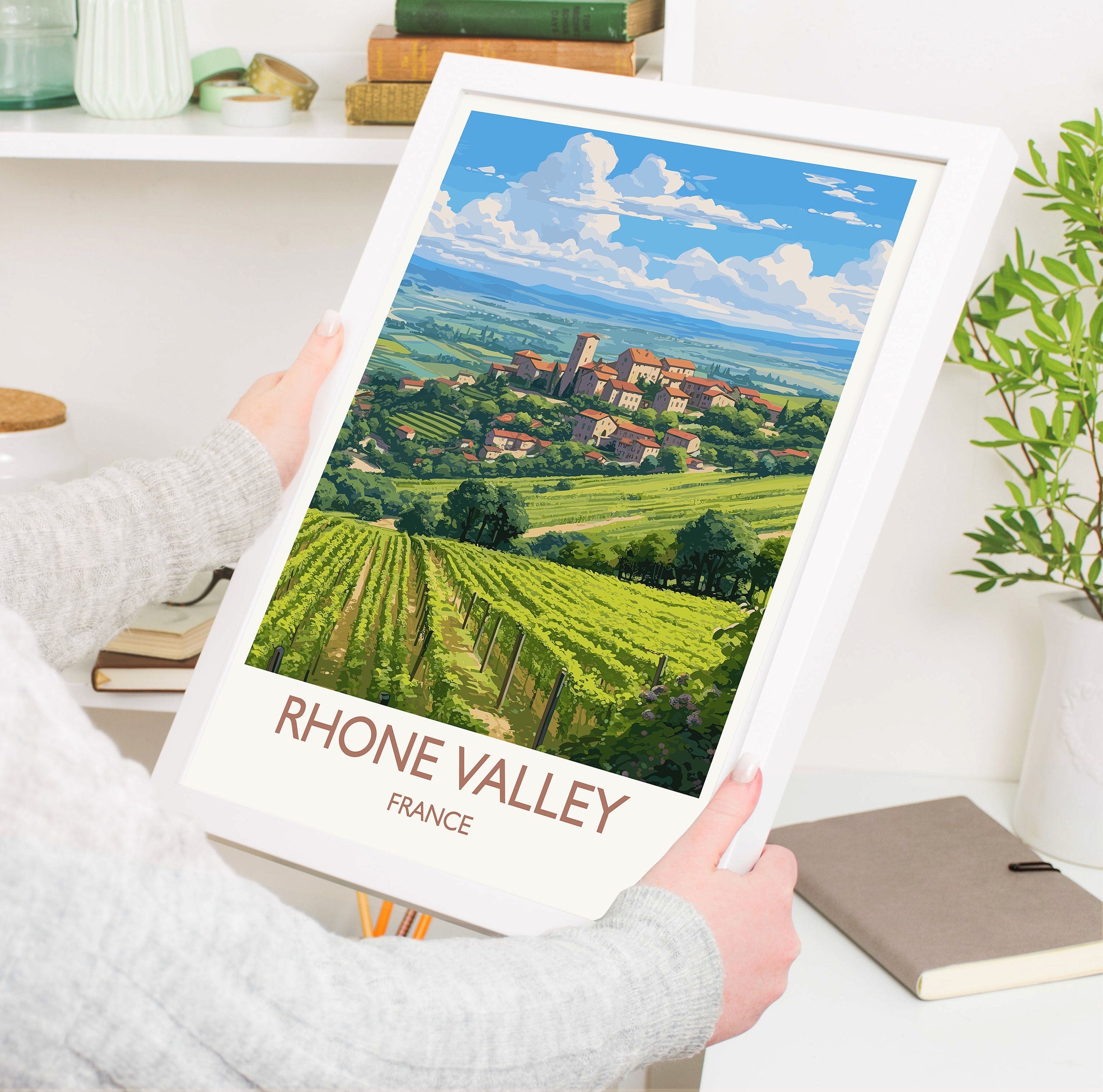 Rhone Valley Print, Travel Poster of Rhone Valley, Wine Region, France, Europe, Travel Gift NQ Media Designs