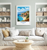 Lefkada Travel Poster, Travel Print of Lefkada, Greece Gift, Greek Islands Art, Lefkada Gift, Wall Art Print NQ Media Designs