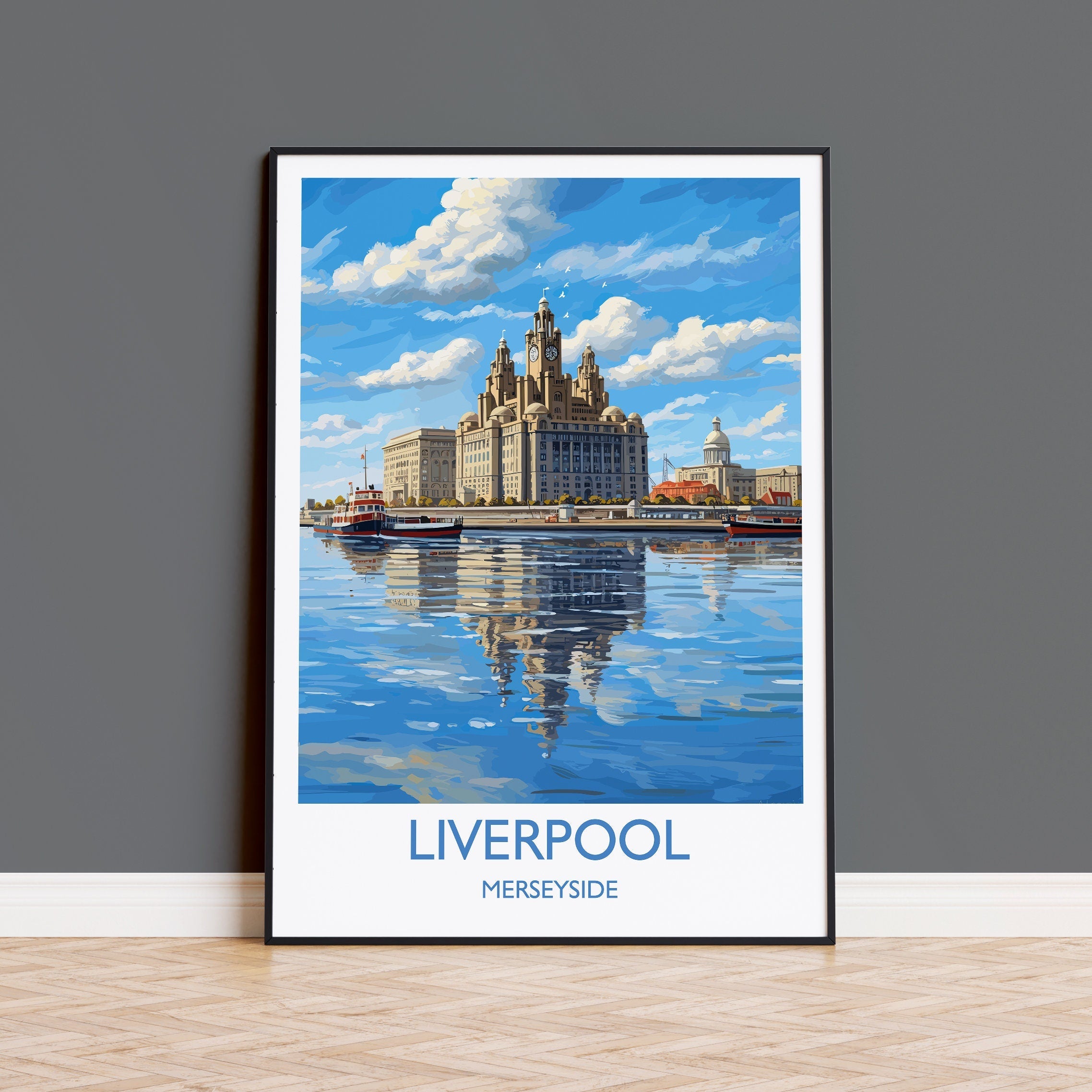 Liverpool Travel Print, Travel Poster of Liverpool, Merseyside, England, North West Coast Art, Liverpool Gift, Wall Art Print NQ Media Designs