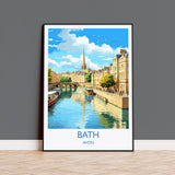 Bath Travel Print, Travel Poster of Bath, England, Cotswolds Art, Bath Gift, Wall Art Print NQ Media Designs