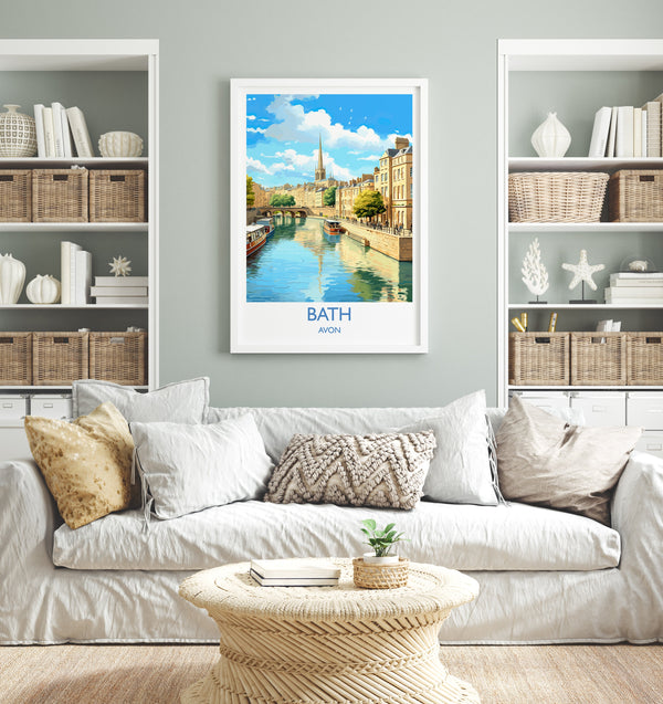 Bath Travel Print, Travel Poster of Bath, England, Cotswolds Art, Bath Gift, Wall Art Print