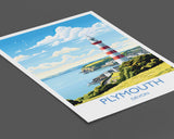 Plymouth Travel Poster, Travel Print of Plymouth, Devon, England, Devon Coast Art, Devon Gift, Wall Art Print NQ Media Designs