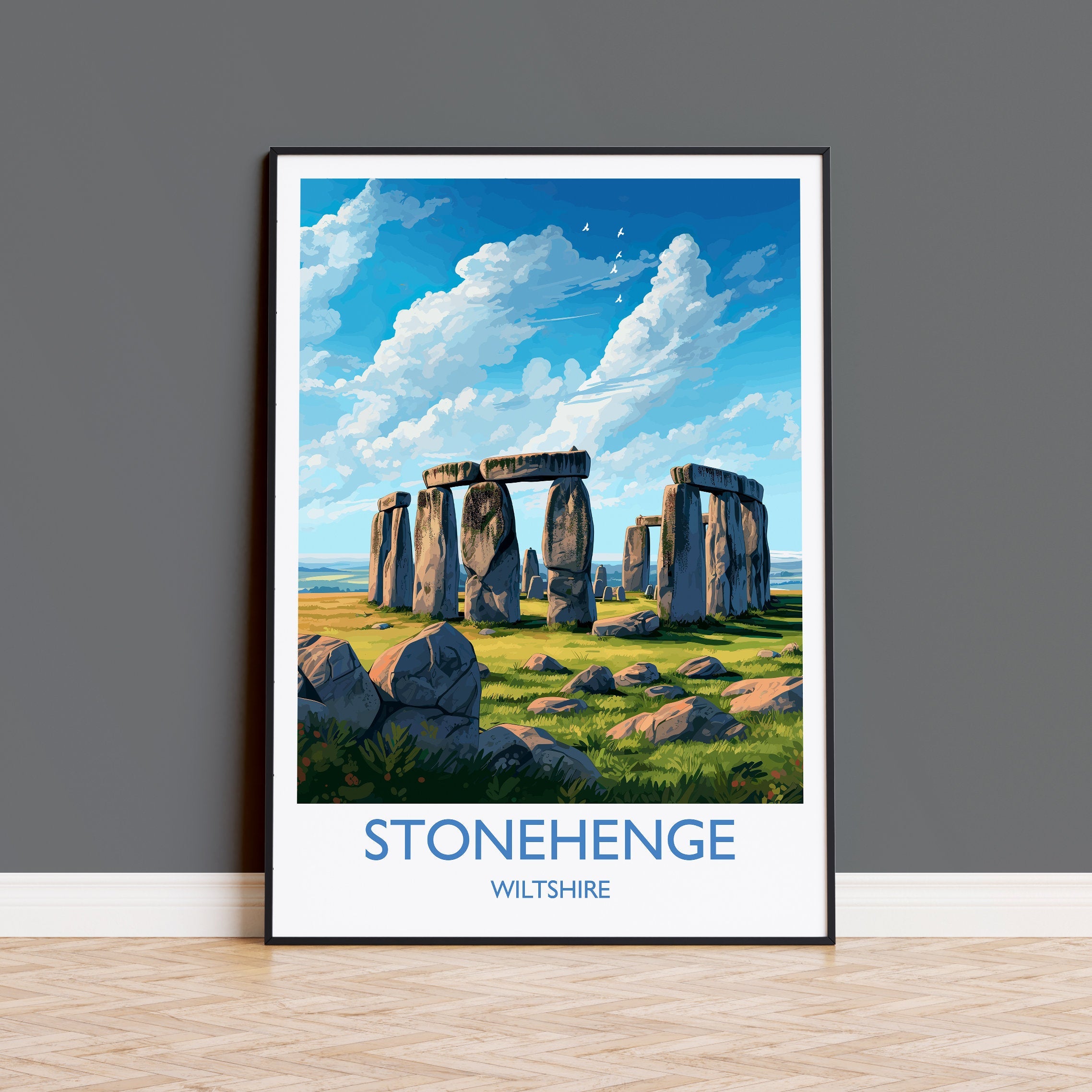 Stonehenge Travel Print, Travel Poster of Stonehenge, England, Wiltshire, Stonehenge Gift, Wall Art Print NQ Media Designs