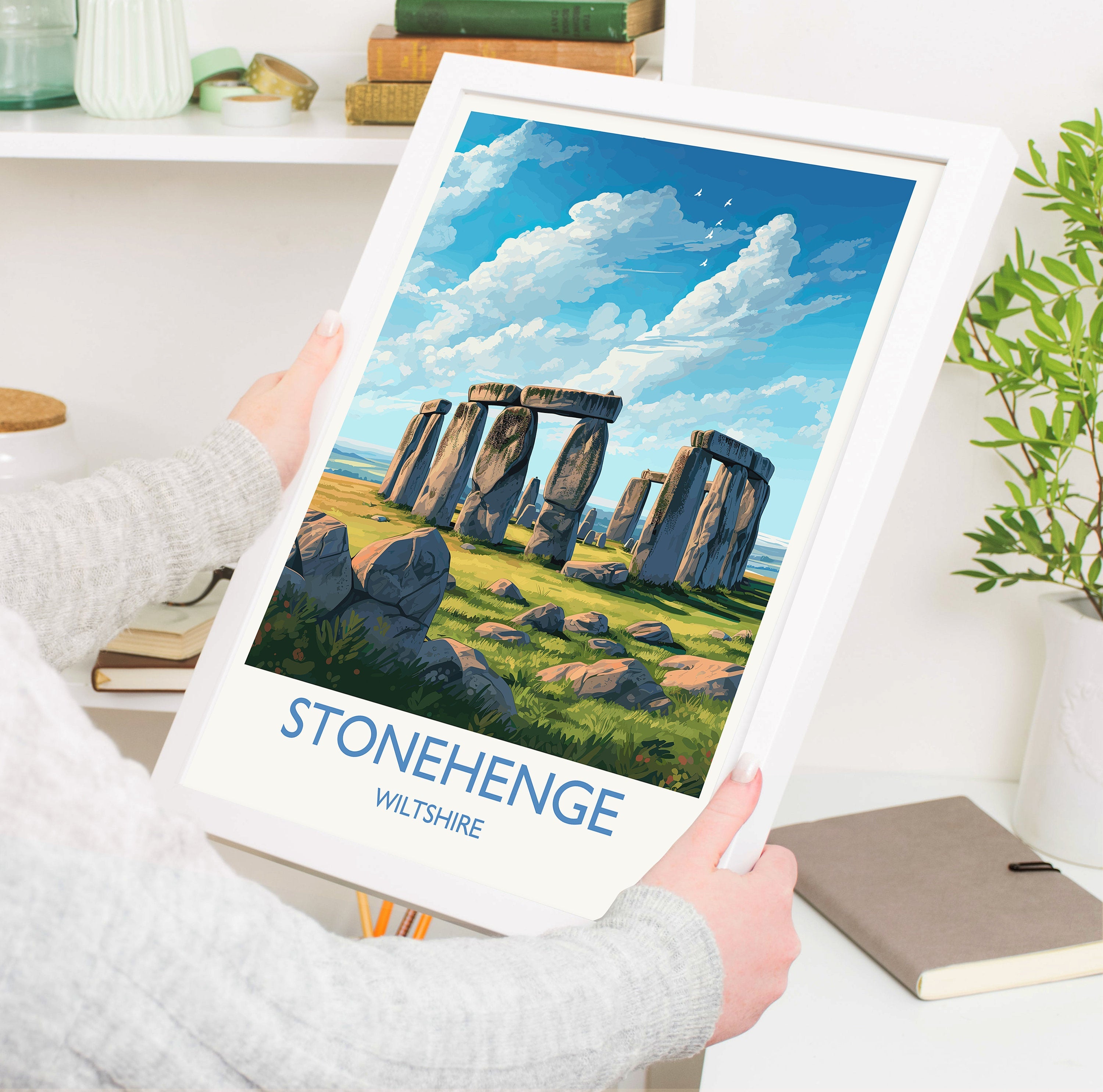 Stonehenge Travel Print, Travel Poster of Stonehenge, England, Wiltshire, Stonehenge Gift, Wall Art Print NQ Media Designs