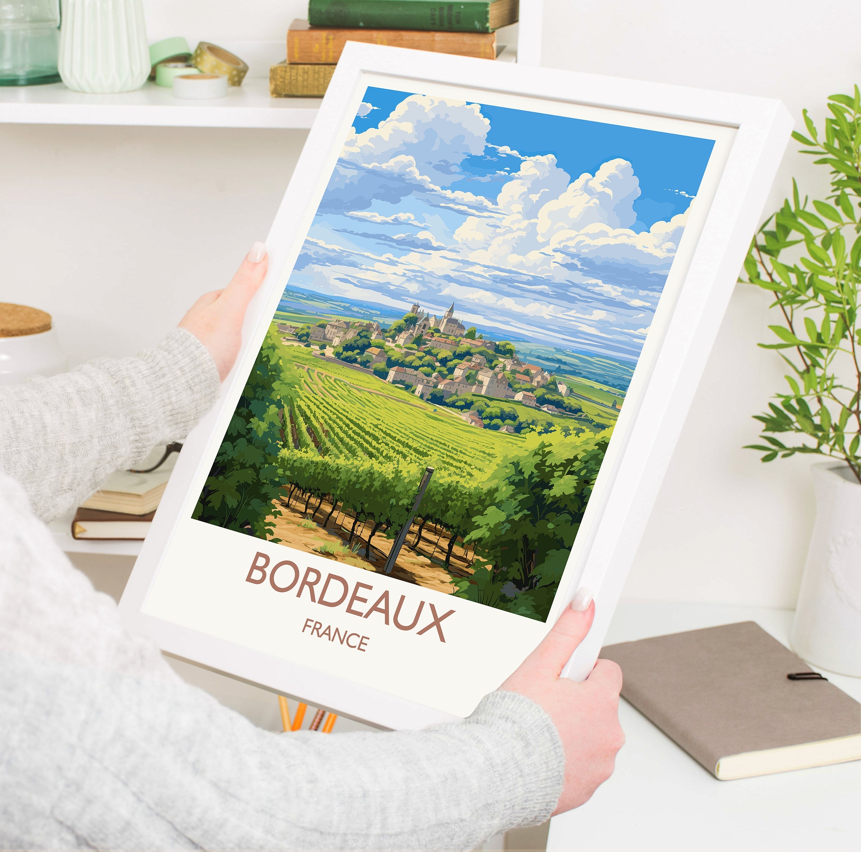 Bordeaux Travel Print, Travel Poster of Bordeaux, Wine Region, France, Europe, Travel Gift NQ Media Designs
