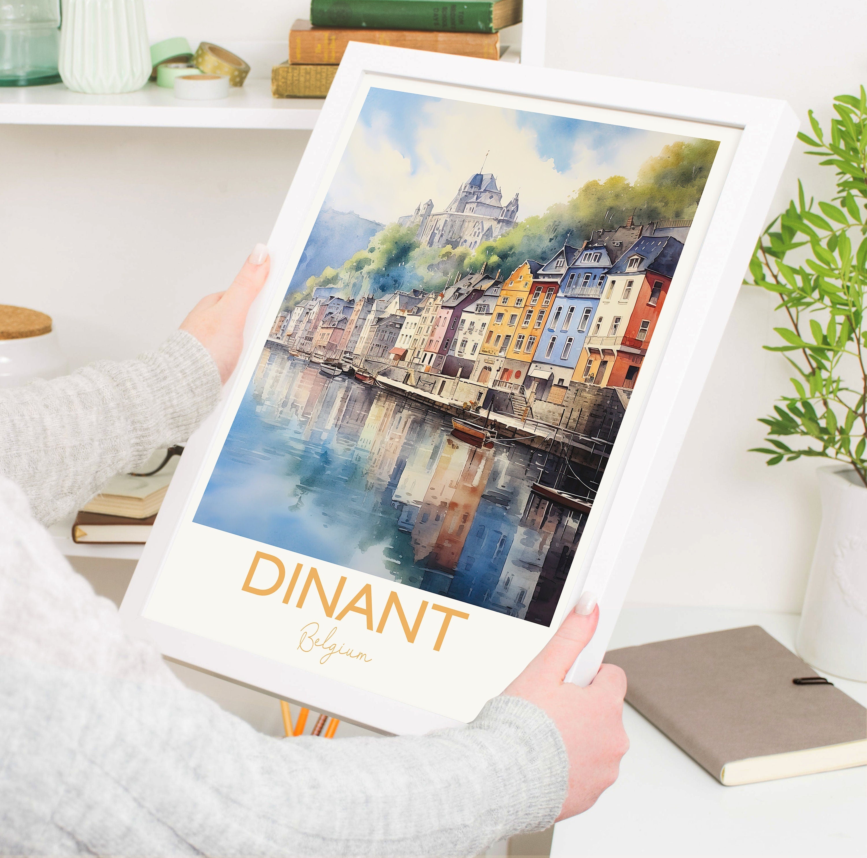 Dinant Poster, Travel Print of Dinant, Belgium, Dinant Gift, Travel Watercolour Gift NQ Media Designs