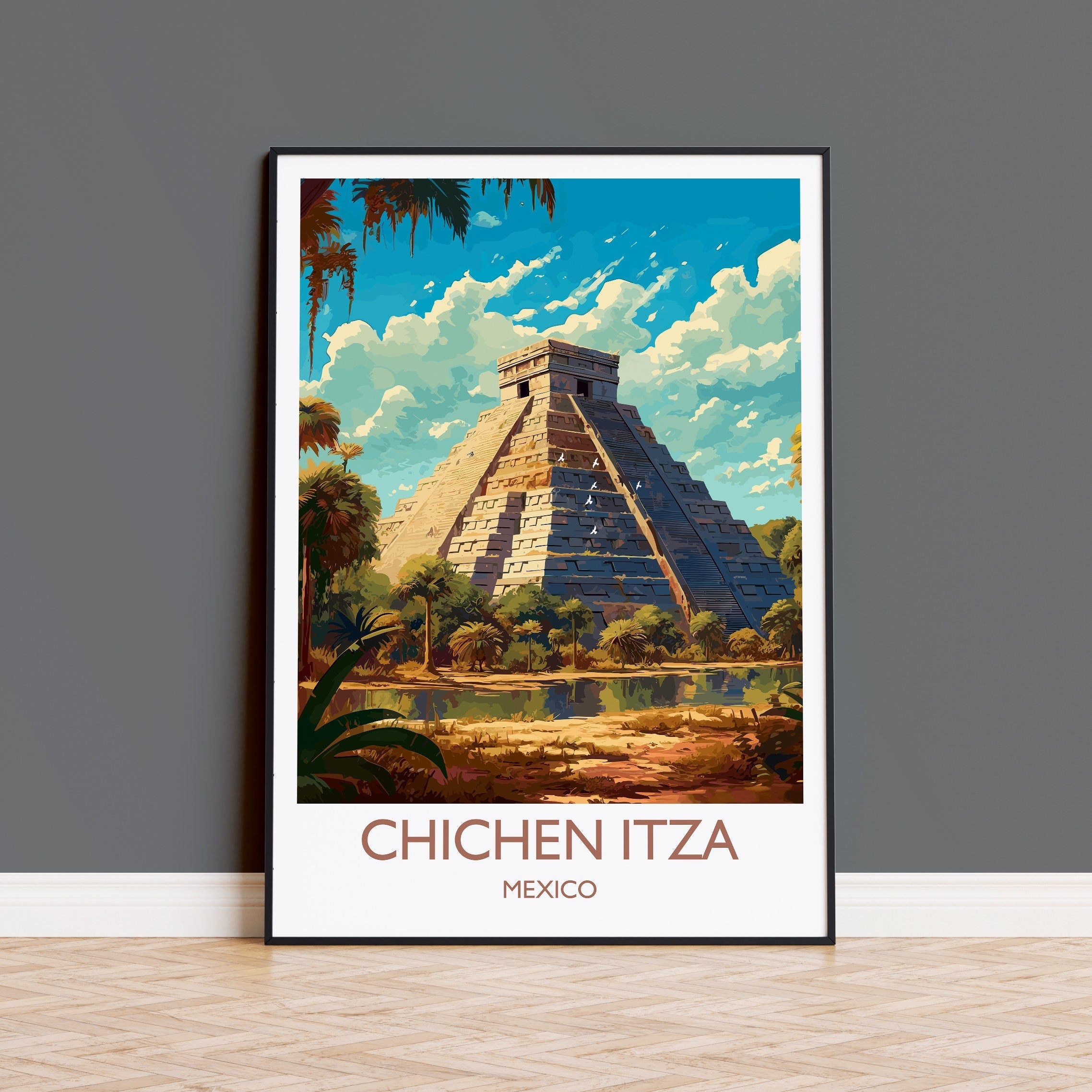 Chichen Itza Poster, Travel Print of Chichen Itza, Mexico, Chichen Itza gift, Travel Gift NQ Media Designs
