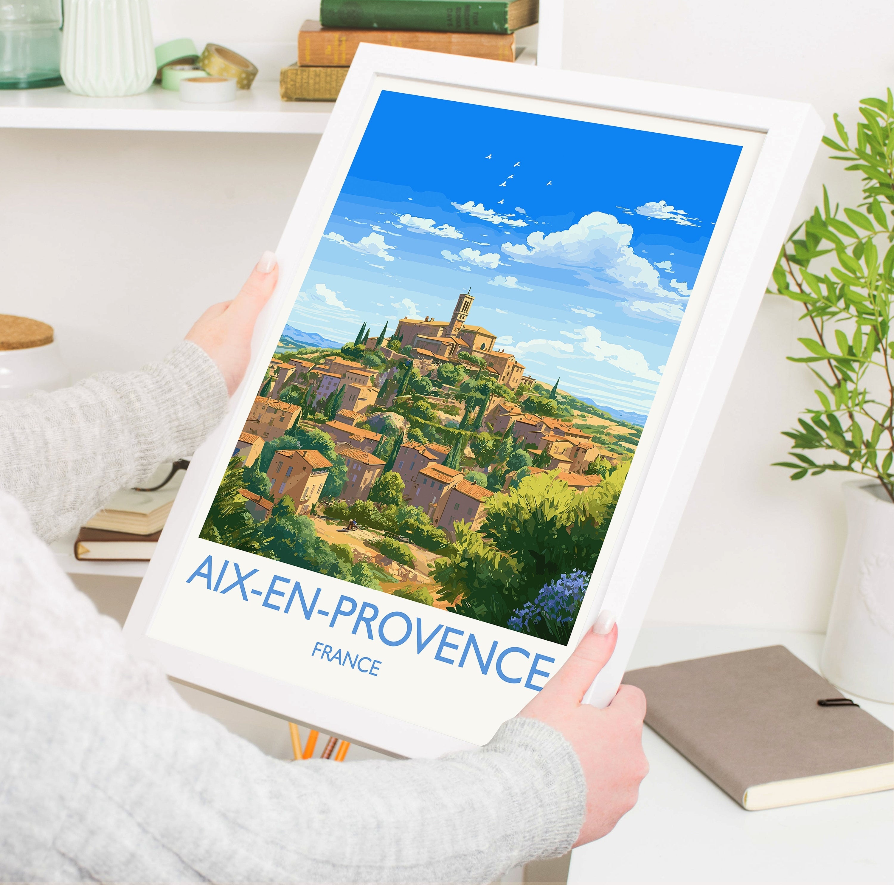 Aix-en-Provence Travel Print, Travel Poster of Aix-en-Provence, France, Provence Art, Aix-en-Provence Gift, Wall Art Print NQ Media Designs