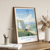 Beachy Head Travel Print, Travel Poster of Beachy Head, England, Kent Coast Art, White Cliffs Gift, Wall Art Print NQ Media Designs