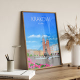 Krakow Travel Print, Travel Poster of Krakow, Poland, Krakow Gift, Poland Wall Art NQ Media Designs