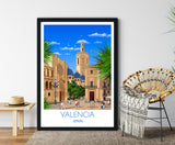 Travel Poster of Valencia, Travel Print of Valencia, Valencia, Spain, Spain Travel Poster, Valencia Cityscape, Valencia Gift NQ Media Designs