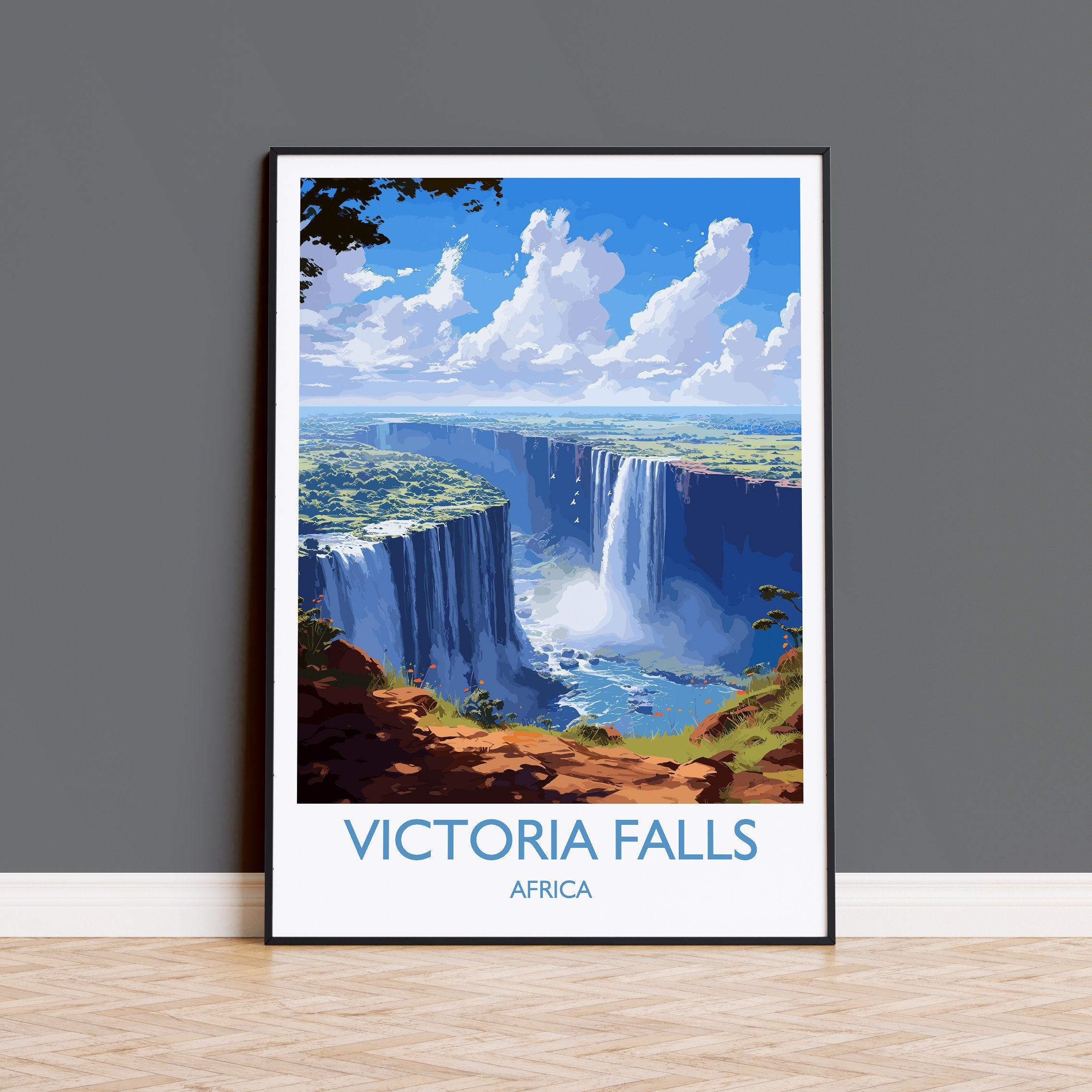 Victoria Falls Print, Travel Poster of Victoria Falls, Zimbabwe, Africa, Travel Gift NQ Media Designs