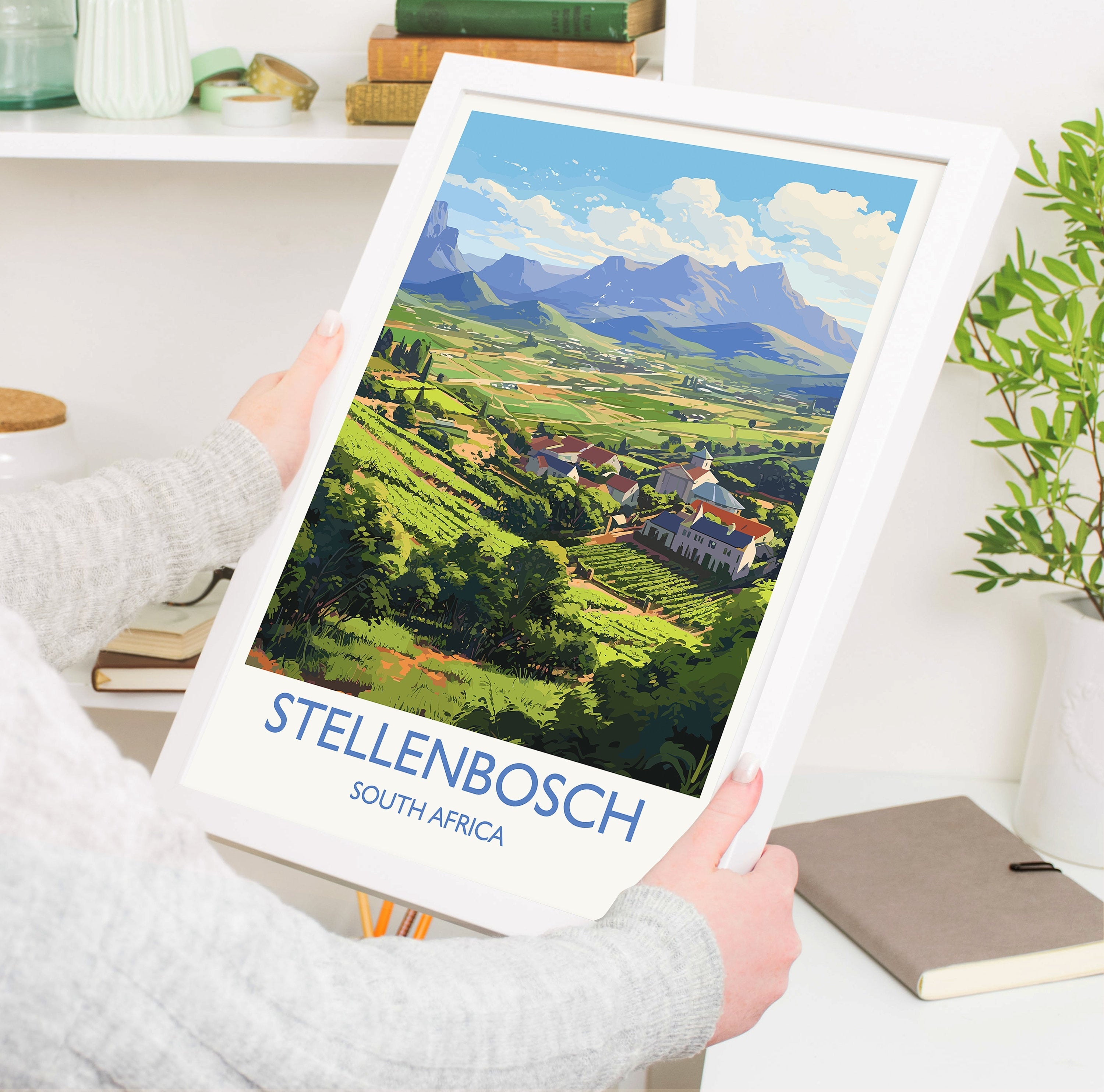 Stellenbosch Print, Travel Poster of Stellenbosch, Wine Region, South Africa, Travel Gift NQ Media Designs