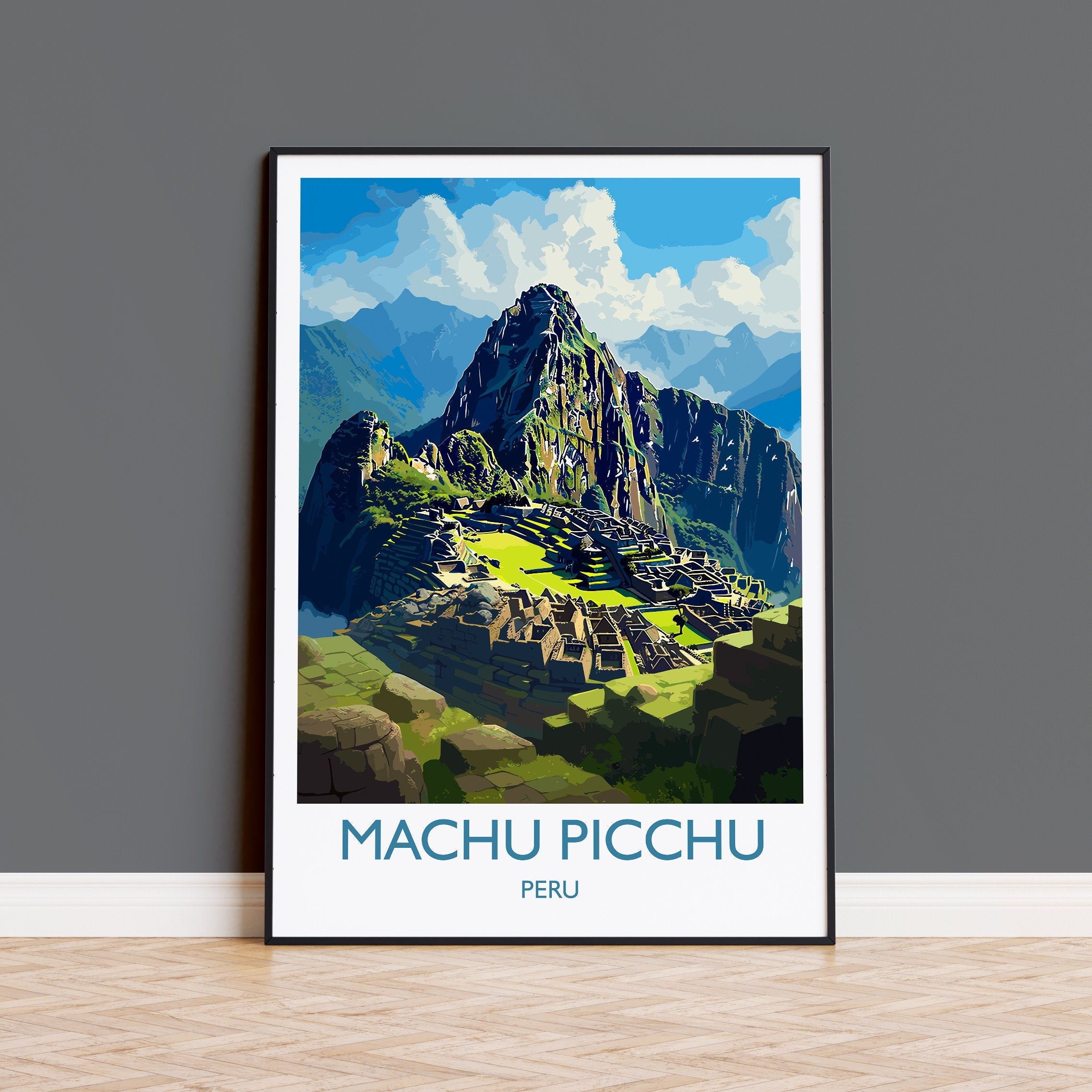 Machu Picchu Travel Print, Travel Poster of Machu Picchu, South America, Machu Picchu Art, Machu Picchu Gift, Wall Art Print NQ Media Designs