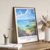 Turks and Caicos Travel Print, Travel Poster of Turks and Caicos, Caribbean, Turks and Caicos Gift, Wall Art Print NQ Media Designs