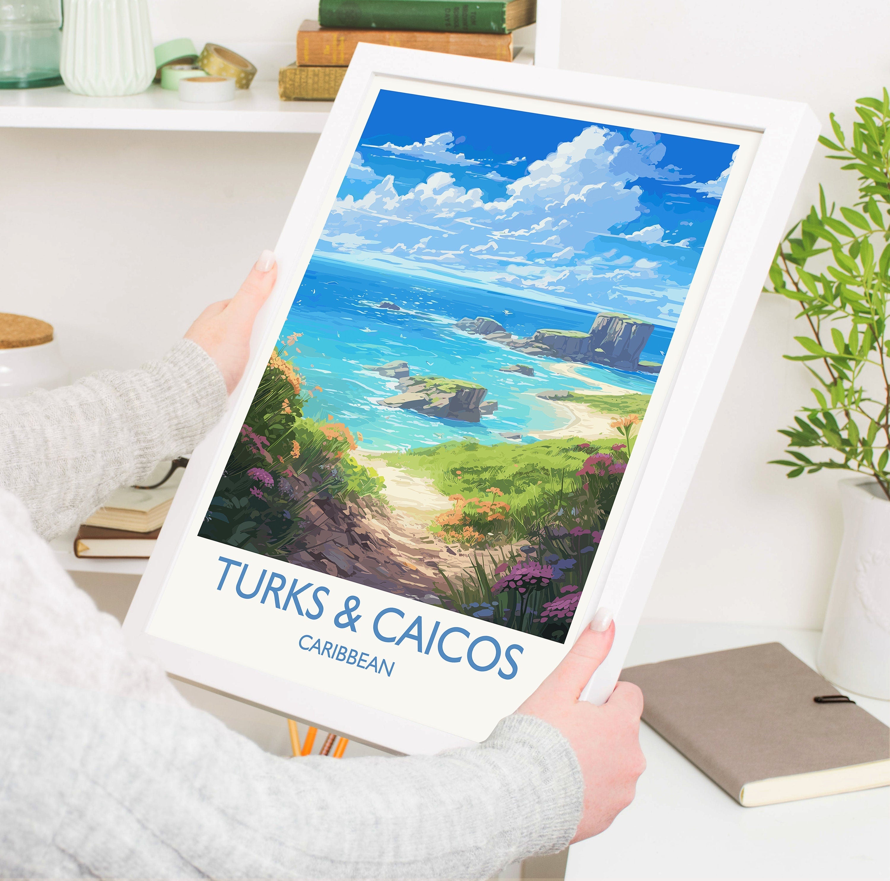 Turks and Caicos Travel Print, Travel Poster of Turks and Caicos, Caribbean, Turks and Caicos Gift, Wall Art Print NQ Media Designs