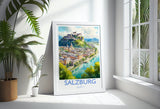 Salzburg Poster, Travel Print of Salzburg, Austria, Salzburg Gift, Travel Watercolour Gift NQ Media Designs