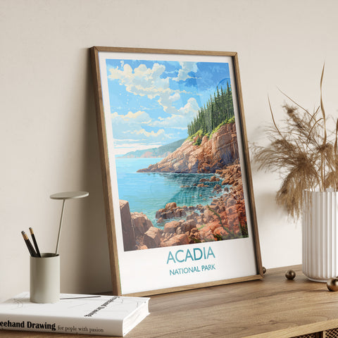 Acadia Poster, Travel Print of Acadia National Park, Maine, USA, Acadia Travel Gift