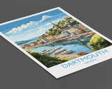 Dartmouth Travel Poster, Dartmouth Travel Print, England, Devon Art, Devon Gift, Wall Art Print NQ Media Designs