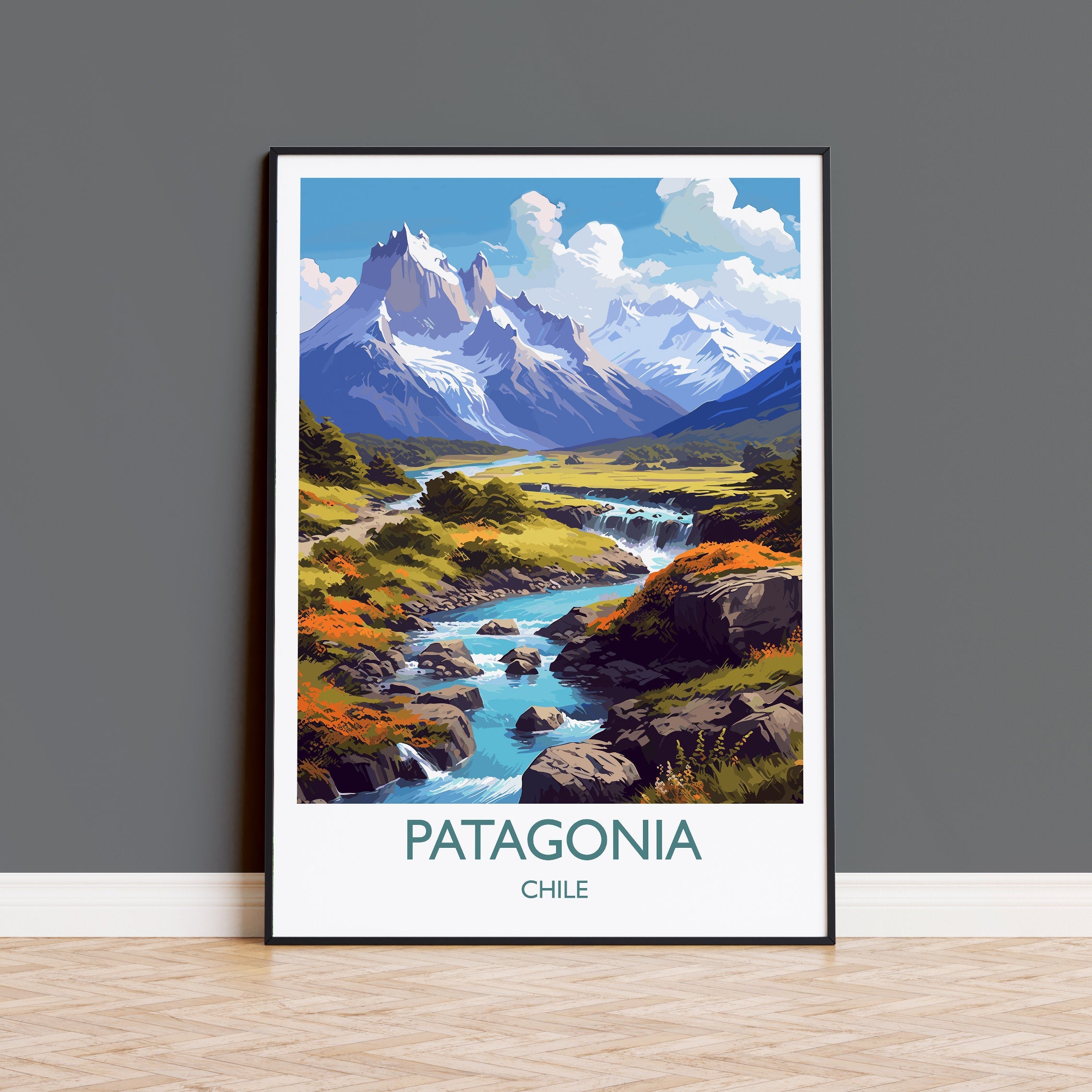 Patagonia Travel Print, Travel Poster of Patagonia, Chile, South America, Patagonia Gift NQ Media Designs