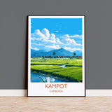 Kampot Travel Print, Travel Poster of Kampot, Cambodia, Kampot Gift, Cambodia Gift, Wall Art Print NQ Media Designs