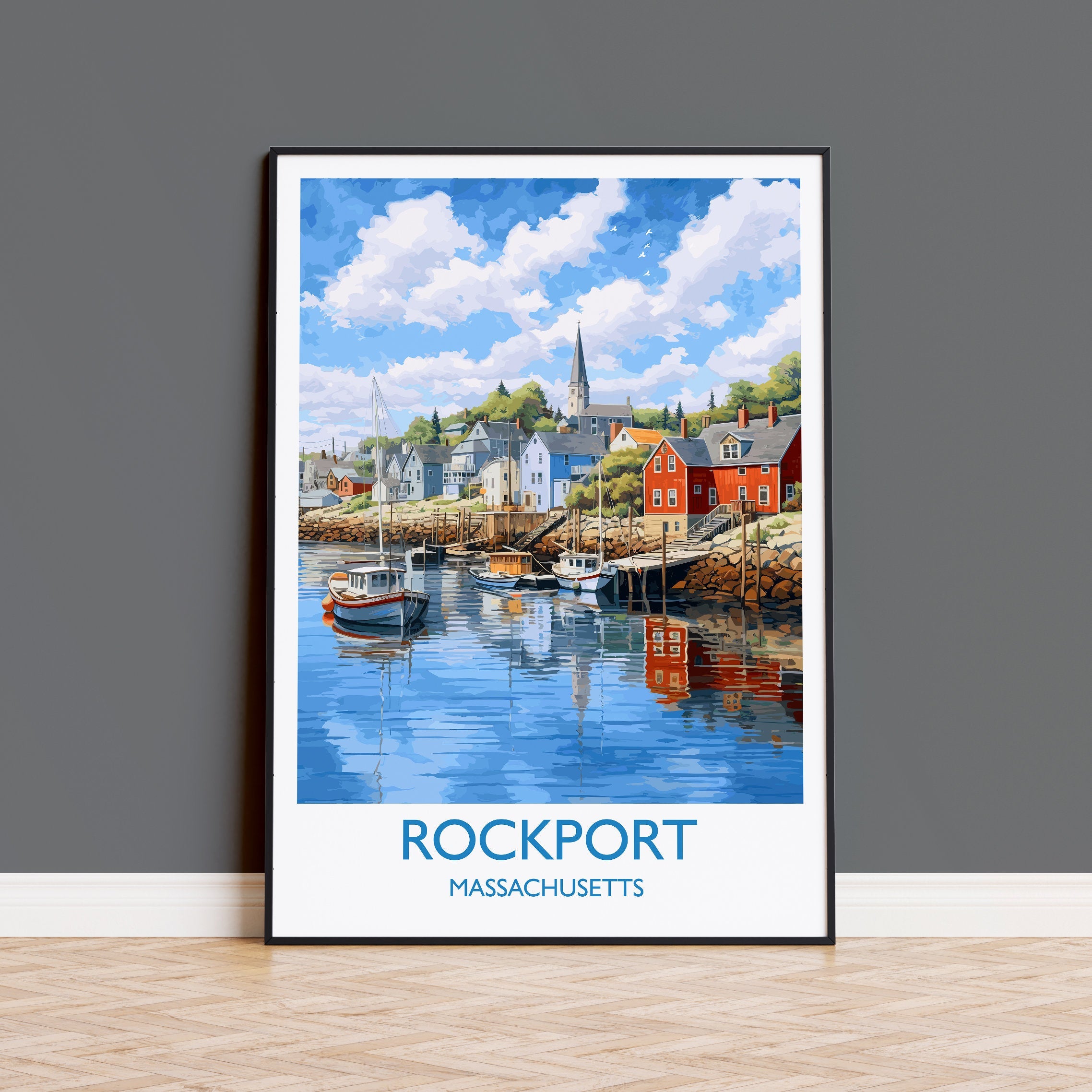 Rockport Poster, Travel Print of Rockport, Massachusetts, USA, Travel Gift NQ Media Designs