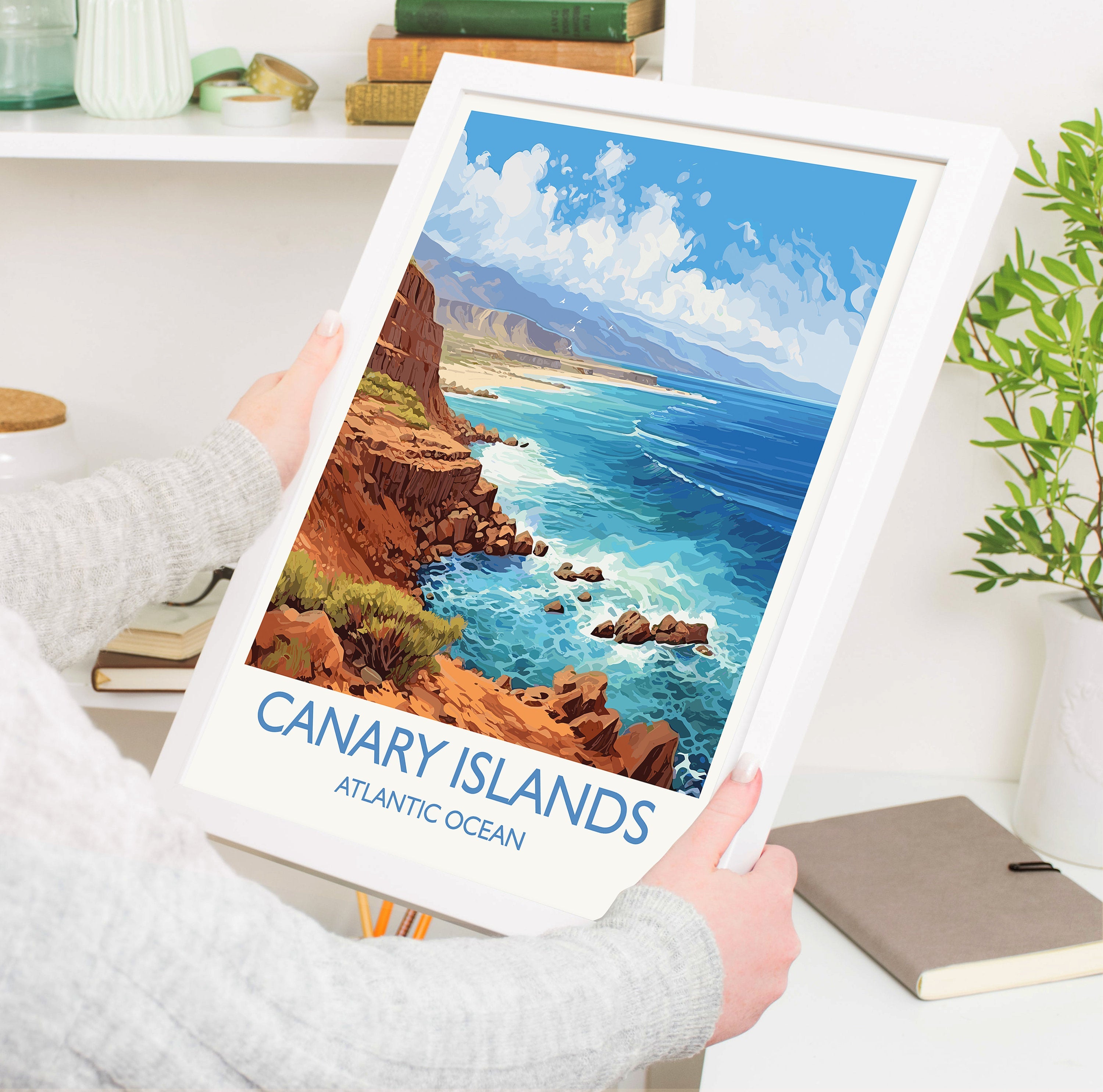 Canary Islands Travel Print, Travel Poster of Canary Islands , Canary Islands Gift, Wall Art Print NQ Media Designs